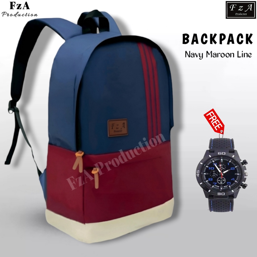 Tas Ransel Punggung Distro Casual Pria Wanita / Tas Ransel Laptop Original - FzA Gratis JAM SPORT