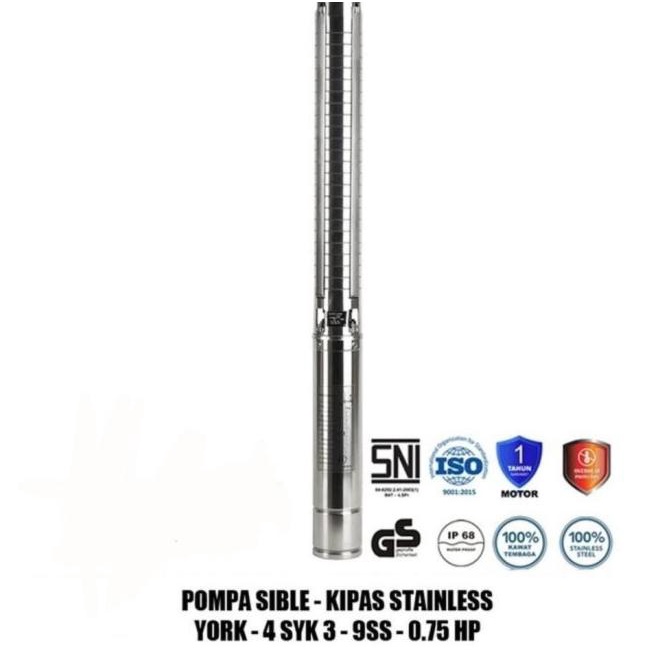 Pompa Satelit - 4 Syk 3-9Ss - 0.75 Hp - 220 V - Submersible Pump York
