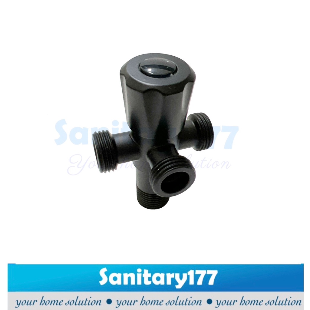 Stop kran cabang 3 HITAM sus304- angle valve 3 WAY keran air closet shower kloset black stainless 304 tebal