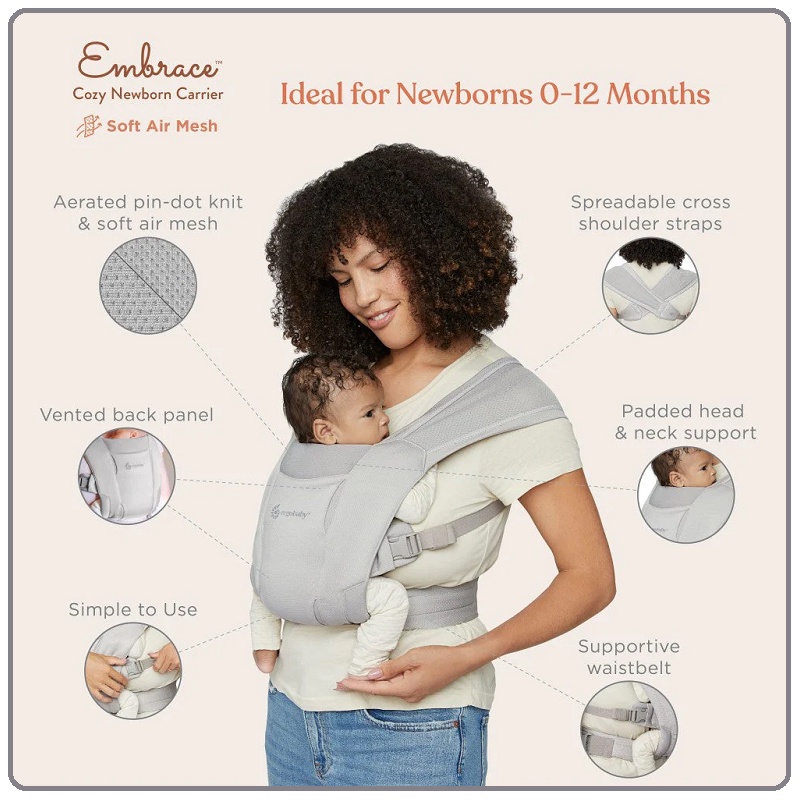 Ergobaby Embrace Soft Air Mesh Newborn Baby Carrier | Gendongan Bayi