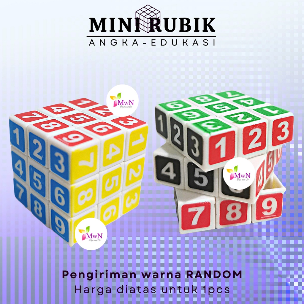 MWN Mainan Anak Edukasi Mini Rubik Angka Warna 3x3cm