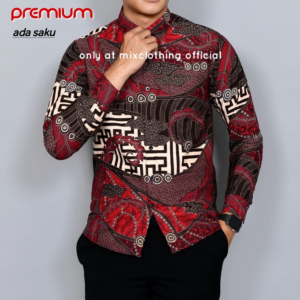 Baju Batik Pria Slimfit Kemeja Lengan Panjang Hem Slim Fit LBL 1984