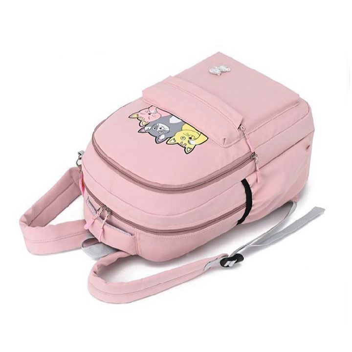 Tas Ransel trio cat Backpack Unisex School Bag with cute cat Design SD SMP SMA