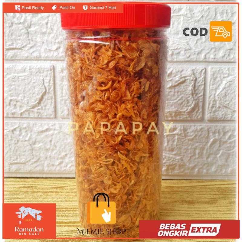 

Bawang Goreng Brebes Murni Tanpa Tepung / Toples 1 Liter / Tanpa - Brebes