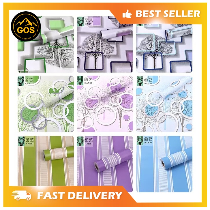WALLPAPER DINIDNG STIKER 45CM X 9,5 M MOTIF LARIS KOTAK 3D