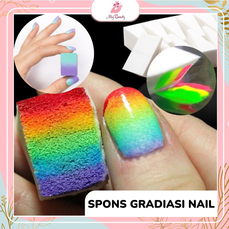 MSY White Sponge Nail Untuk Membuat Nail Ombre/Spons Stempel Warna Gradasi(1pcs)