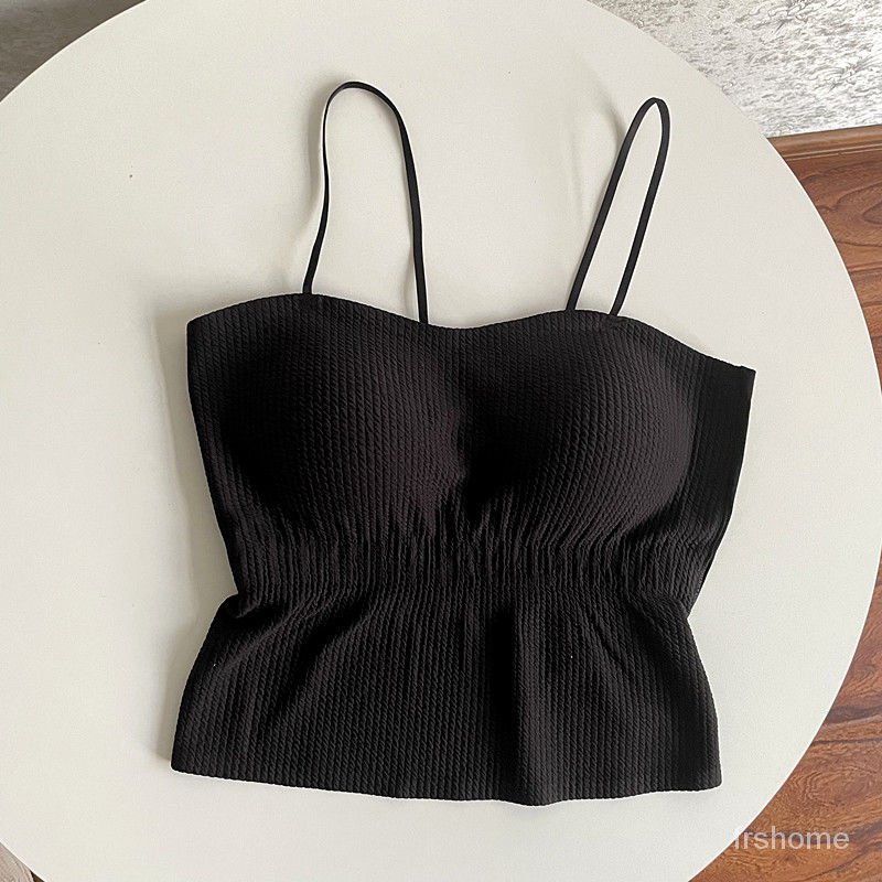 Kamisol kecil wanita one-piece musim panas memakai all-match short tube top bottoming top dengan ban