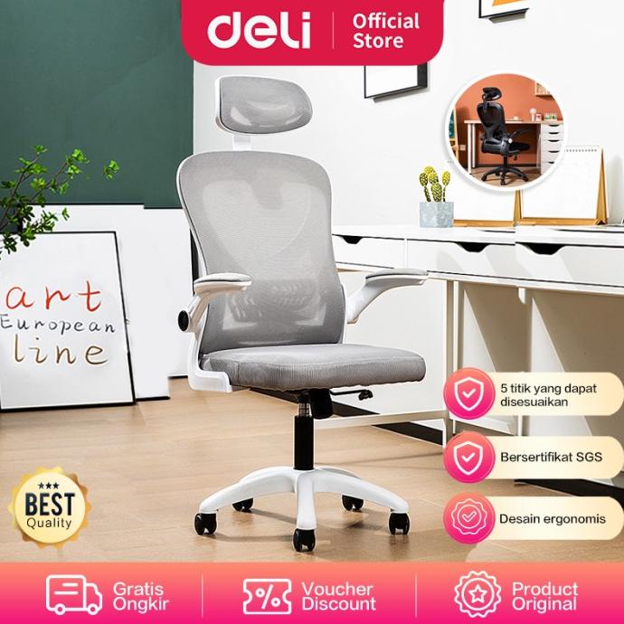 Deli Office Chair / Kursi Kantor Kerja Jaring Bantalan Tangan E4930