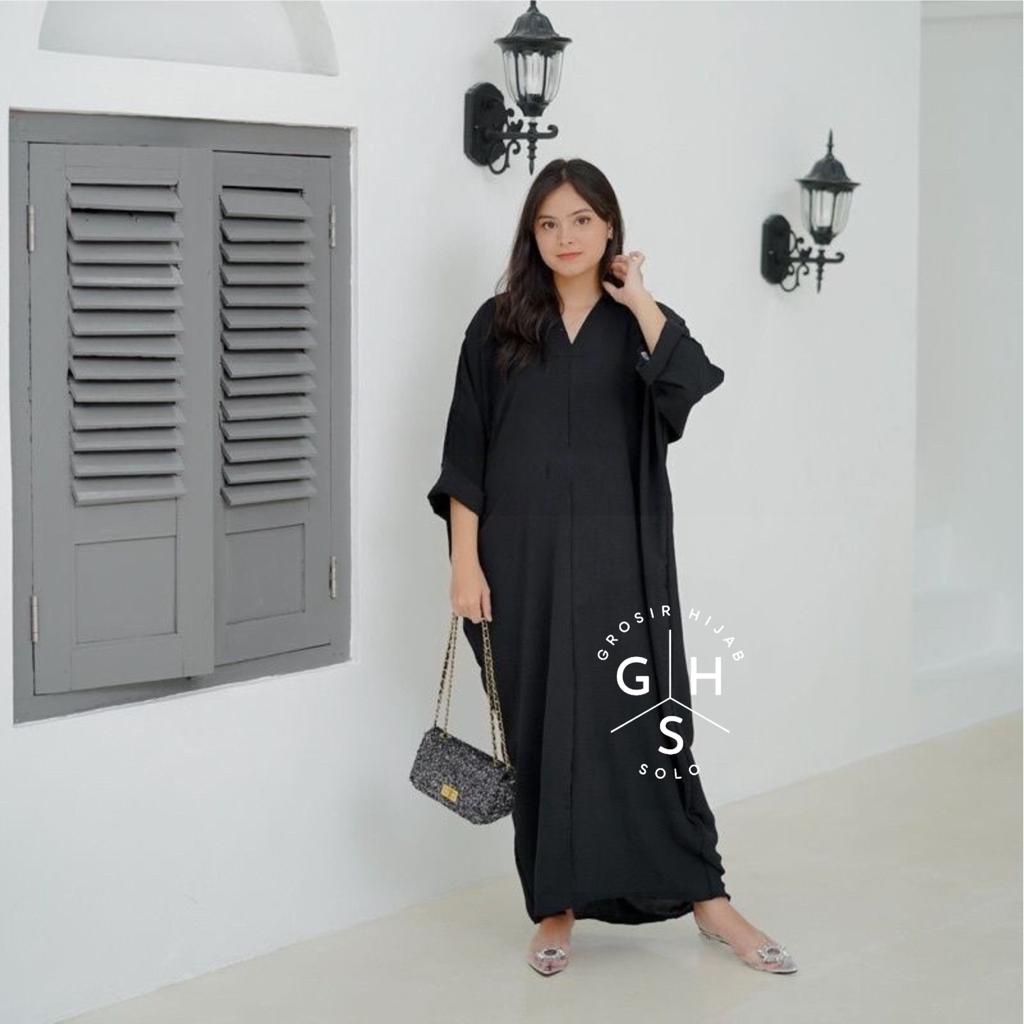 MARWAH GAMIS KAFTAN LEBARAN OVERSIZE DRESS PANJANG ATASAN WANITA CRINCLE AIRFLOW PREMIUM(KJI)