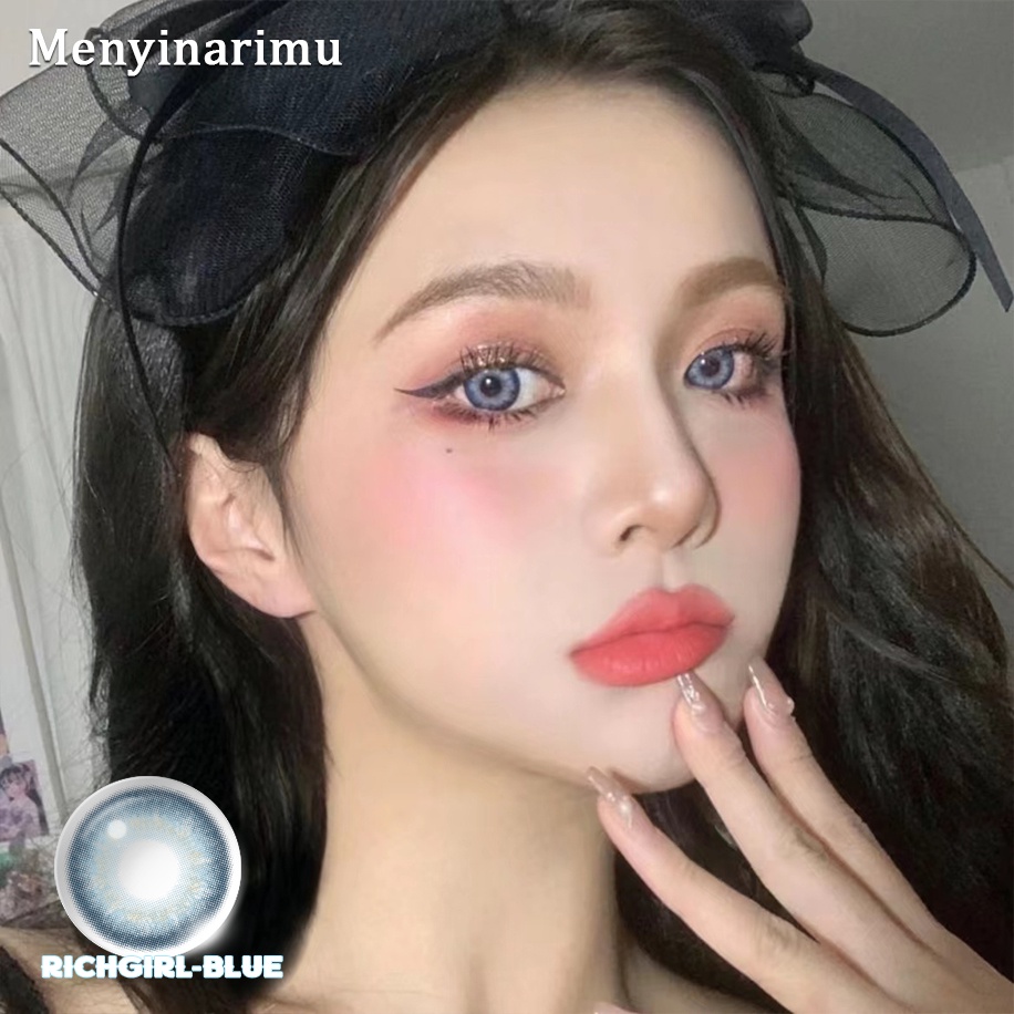 2022 NEW【COD&amp;Barang spot】RICHGIRL GRAY BROWN BLUE~ SOFTLENS 2PCS NORMAL &amp; MINUS(0.00) FREE LENSCASE / DIA 14.0MM / EXOTICON INNOCENT BIG EYE SOFLEN SOFLENS SOFTLENS