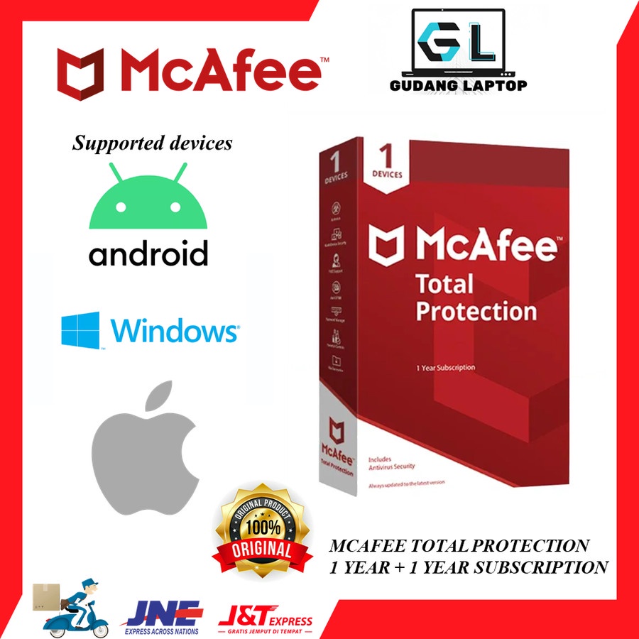 ANTIVIRUS ORIGINAL MCAFEE TOTAL PROTECTION 2022 - 1 TAHUN + FREE 1 TAHUN