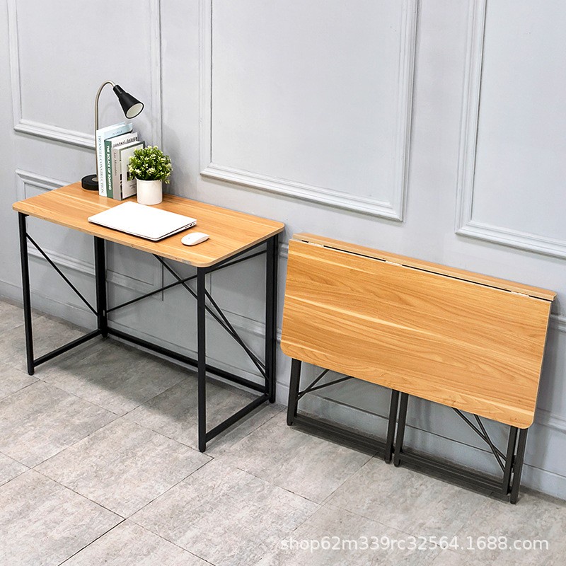 FOLZ Meja Berdiri Sederhana Modern Folding Desk Meja Kerja Kantor  - Terdapat 2 variant ukuran yg tersedia 100x50x75cm dan 80x40x110cm - Warna yang tersedia hanya natural solid wood dan solid steel material frame black - Dapat dilipat agar menghemat ruang