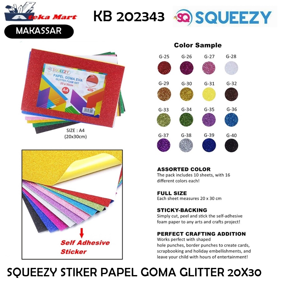 [BKS/10 LEMBAR] EVA FOAM DIY CRAFTING GLITTER STIKER 20X30CM KERAJINAN TANGAN