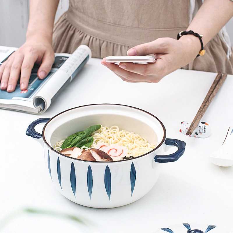 (BISA COD) FTIHSHP FANCITY Mangkok Keramik Bowl Japanese 20.5 cm Model Stripe - TY-745