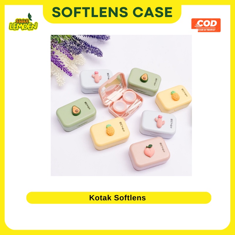 Softlens Case With Mirror Tempat Kontak Lensa Dengan Cermin Motif Buah