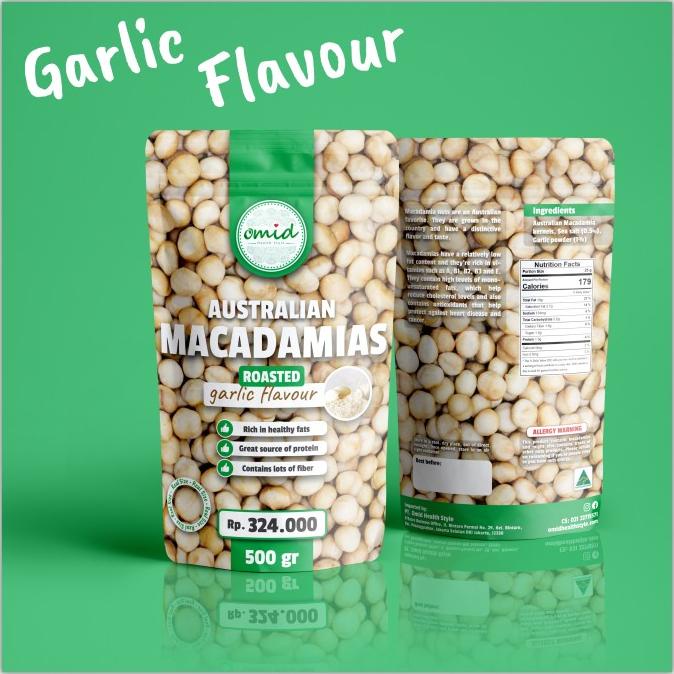 

Macadamia Rasa Bawang (Roasted Macadamia Nuts Garlic Flavour) 500gr