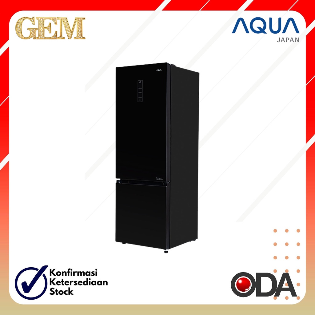 AQUA Kulkas 2 Pintu Freezer Bawah AQR350RBG (BK)