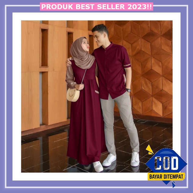 Couple Pelindo | Couple Gamis Brukat Desna Sarimbit Suami Istri Jumbo Bigsize [Cod] Garansi Termurah