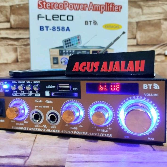 ➸ ✅COD POWER AMPLIFIER WIRELESS KARAOKE FLECO BT-858A / AMPLIFIER BLUETOOTH / AMPLIFIER KARAOKE WIRE