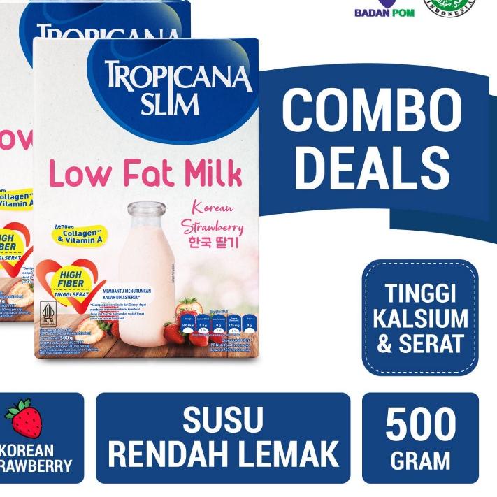 

֍ Twin Pack - Tropicana Slim Low Fat Milk Korean Strawberry 500g – Susu Diet dengan Kolagen ◄
