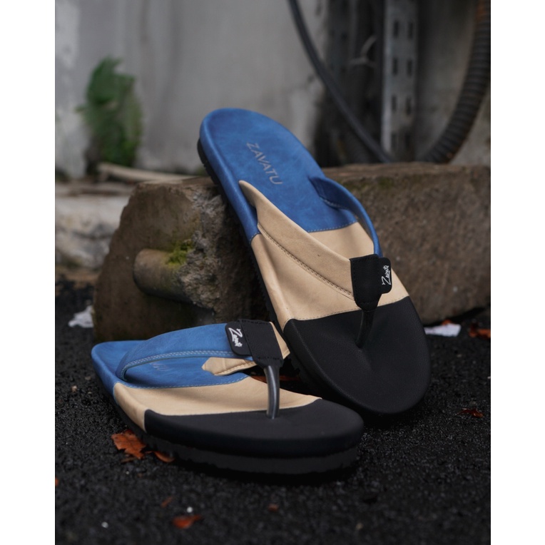Sandal Pria Warna Biru ( Flip Flop Big Size ) / Sendal Jepit Santai Cowo Ukuran Besar 44-45-46-47-48-49