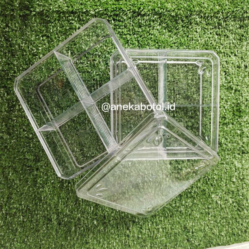 Toples kosong persegi 4 sekat / toples hardtop kue lebaran parcel / toples tray / toples kue kering 