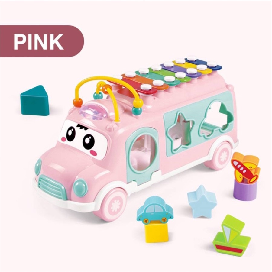 YGtoys Mainan Edukasi Anak Bus Xylophone Musical Bus Sorting Puzzle Alur Kawat 3 in 1