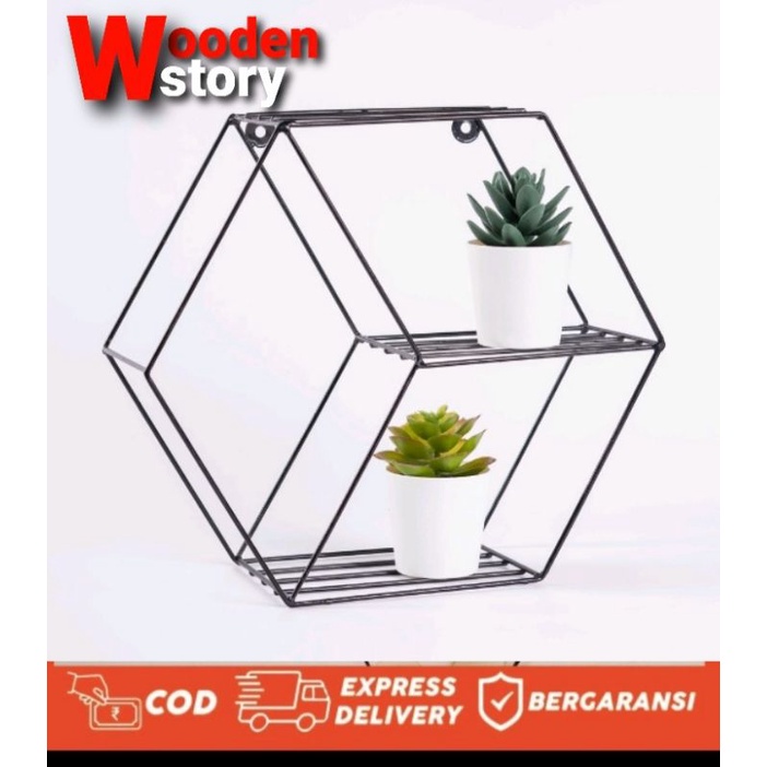 Hiasan Dinding Besi Rak Dinding Hexagonal Rak Segi enam