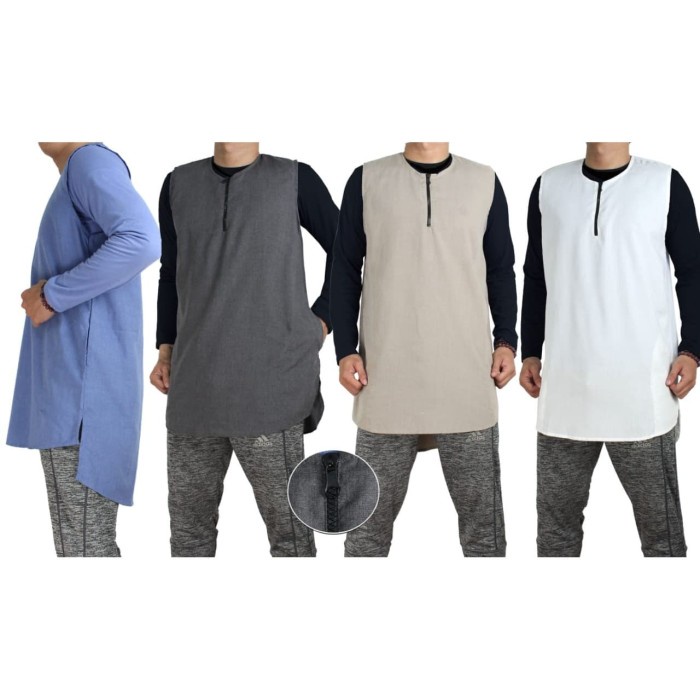 Rompi Sholat ROSAL Baju Koko Gamis Pakistan Rompi Sholat sampai Jumbo - Biru, M(M1X0) BISA COD rompi