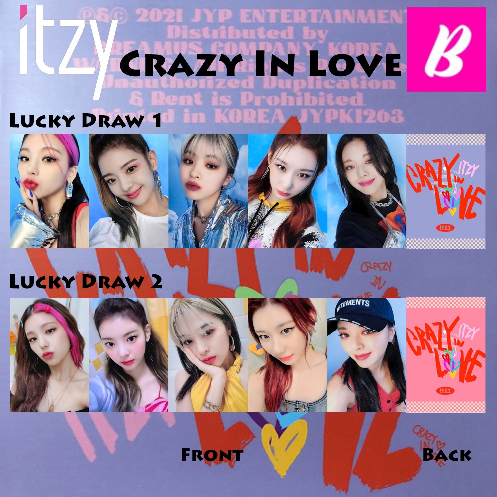 ITZY CRAZY IN LOVE LUCKY DRAW VER. PHOTOCARD UNOFFICIAL