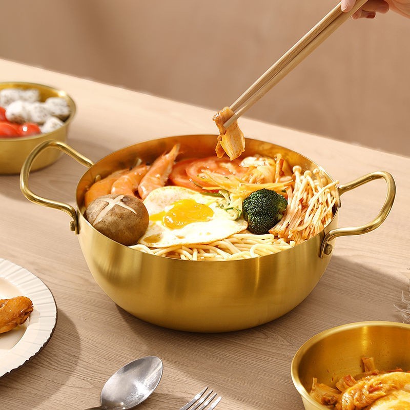 Panci Korea 14Cm Ramyun Ramen Ramyeon Mie Import Gold Emas Hot Pot