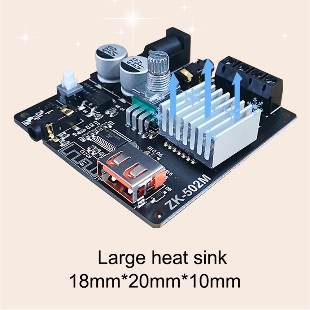 ZK-502M Audio Amplifier HiFi MINI Bluetooth-compatible 5.0 Power Audio Amplifier board 50WX2 Stereo AMP Amplificador Home Theater AUX USB Dual Channel Amplifier