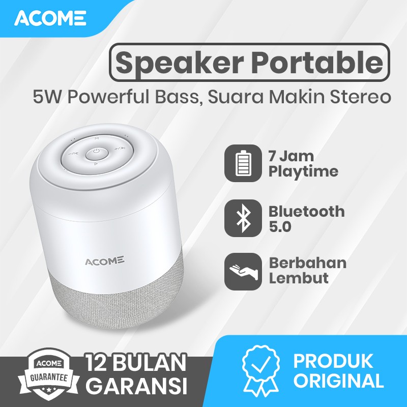 ACOME Speaker A11 Stereo Bluetooth 5.0 TWS 5W Portable Garansi 1 THN