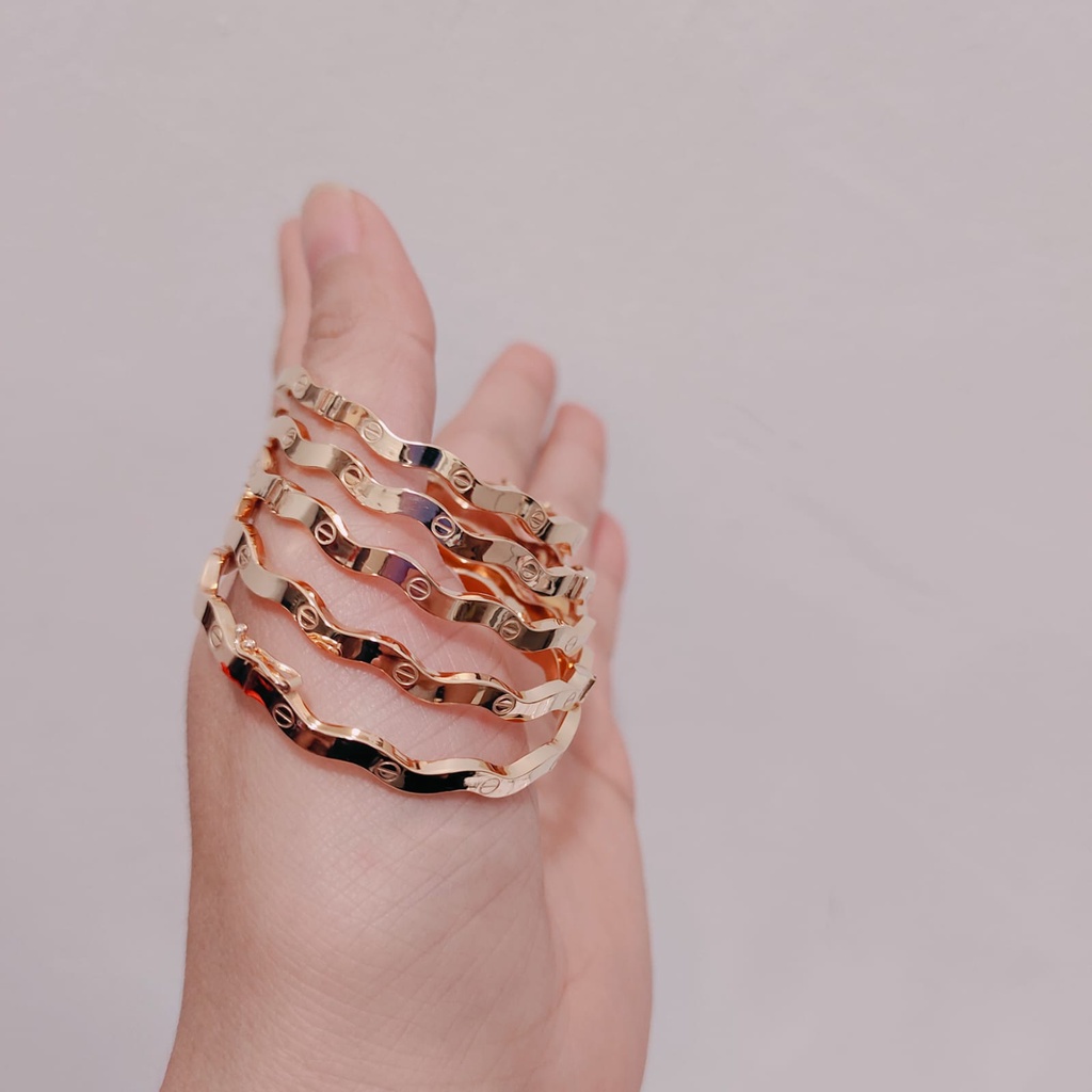 gelang anak cowok cewek cart*r  paku gelombang cantik awet tebal padat emas asli harga per 1