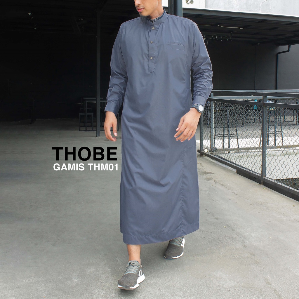 [PREMIUM] Thobe/ Gamis pria dewasa/ Jubah lengan PANJANG MANSET kode THM01 Busana muslim Pria Dewasa bahan katun flat berkualitas