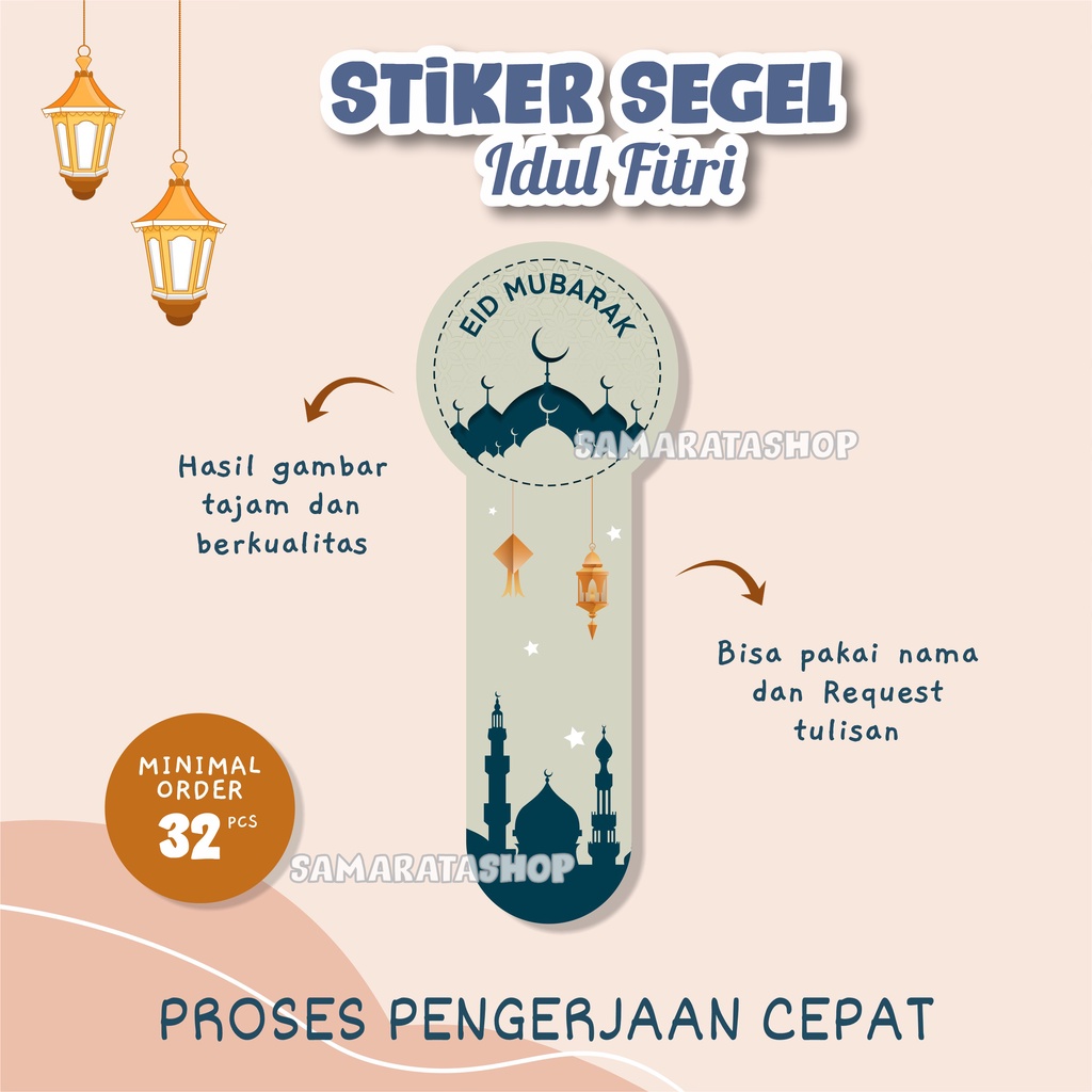 

Stiker Segel Toples Idul Fitri Stiker Lebaran Segel Seal Kue Kering Custom Model 1