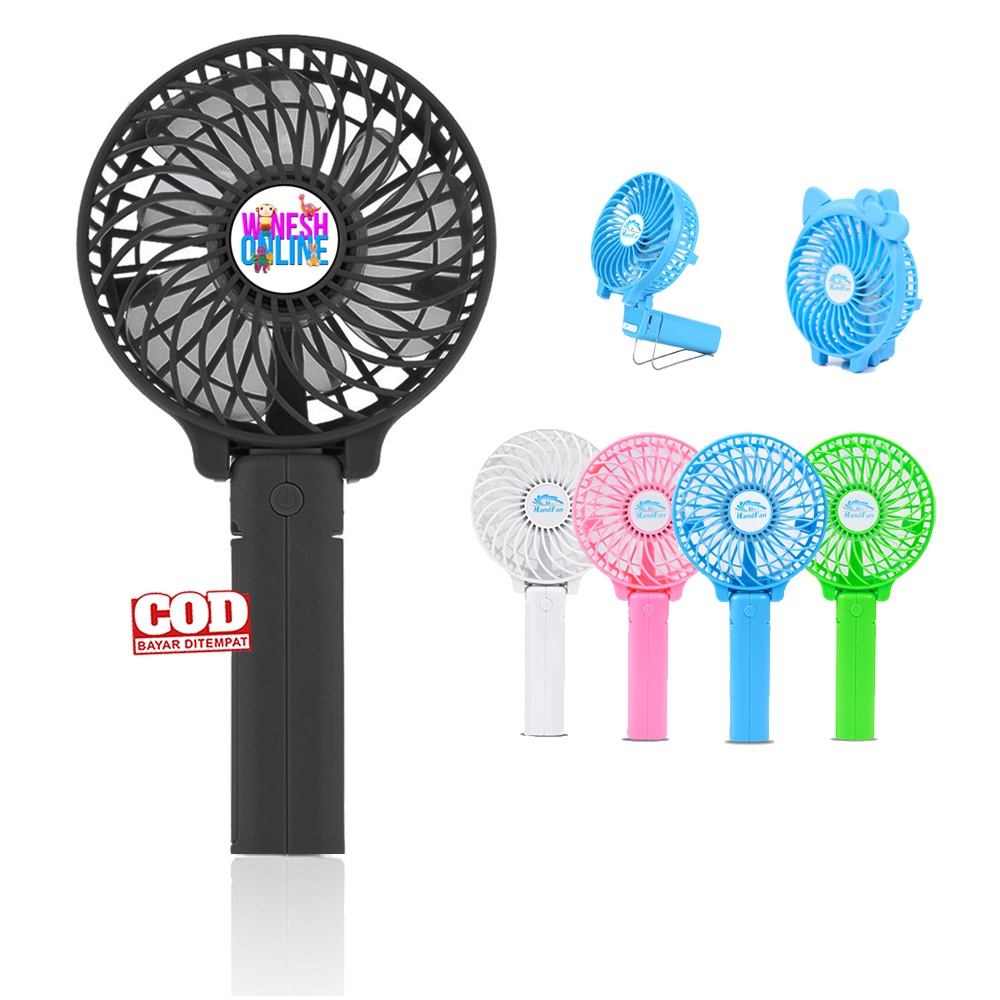 Mini Hand Fan / Kipas Angin Genggam Tangan Portable Rechargable + light