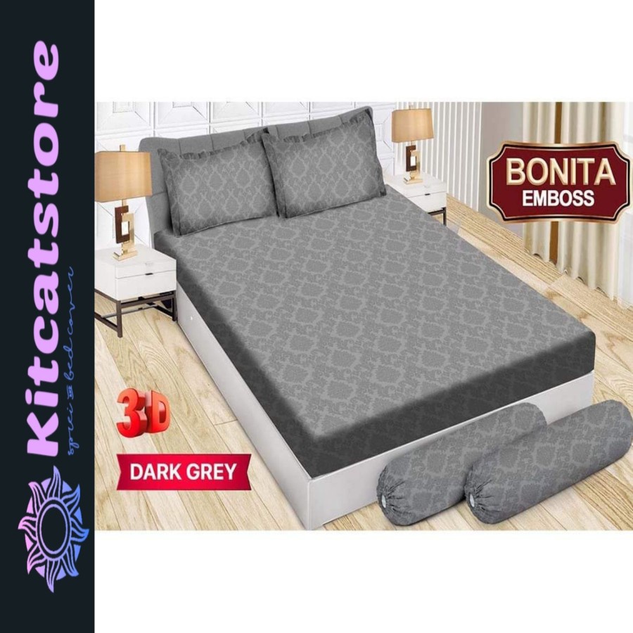 Sprei Bonita Flat Polos Emboss King No. 1 (180x200) Terbaru Dark Grey