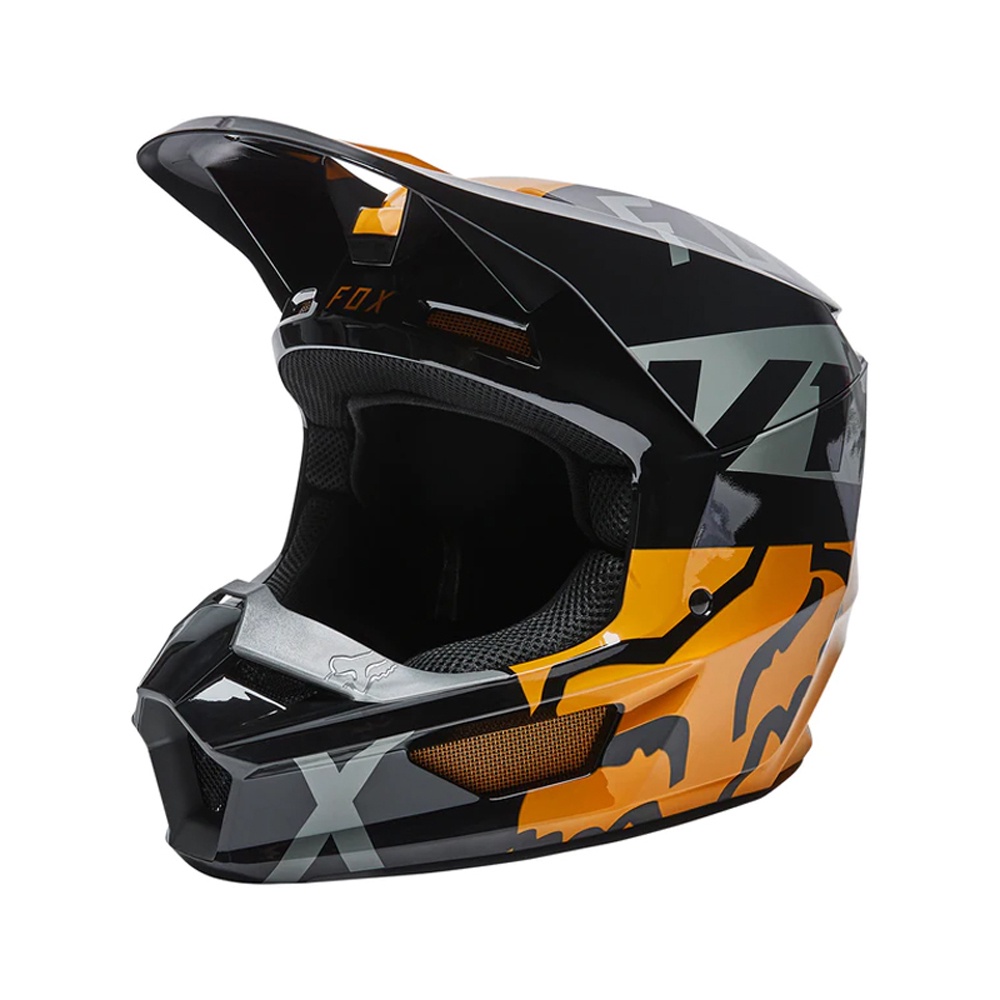HELM TRAIL ANAK FOX V1 SKEW HELMET ECE [Blk/Gld]