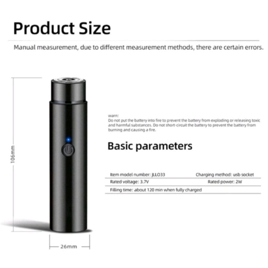 Barangunik2021 -Mini Razor alat cukur kumis jenggot elektrik travel size charger usb