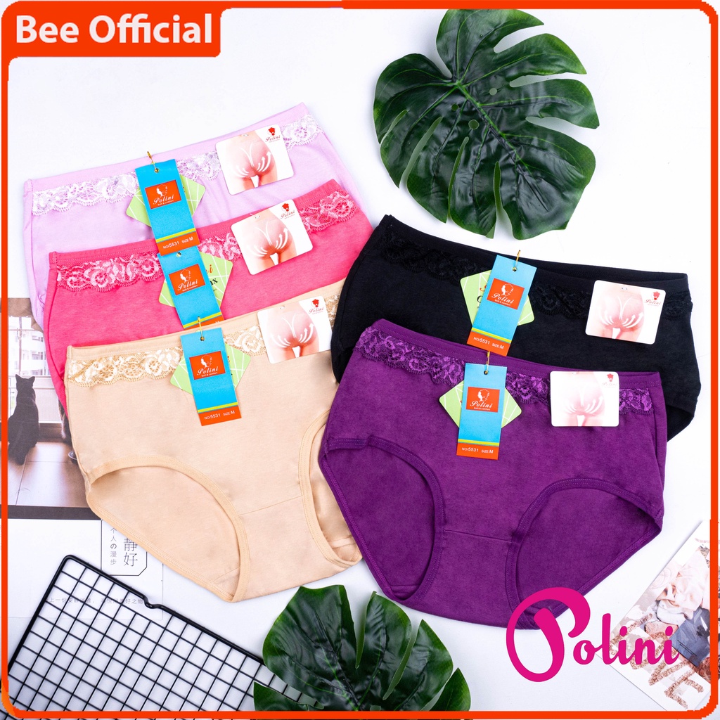 BEE - Celana Dalam Wanita POLINI List Renda Cd Undies Mid Waist Pakaian Dalam Wanita 5531