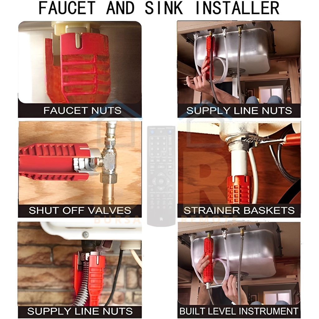 Kunci Pas Faucet And Sink 8IN1 Installer Pembuka Selang Socket Kran Wastafel Soket Pipe Air