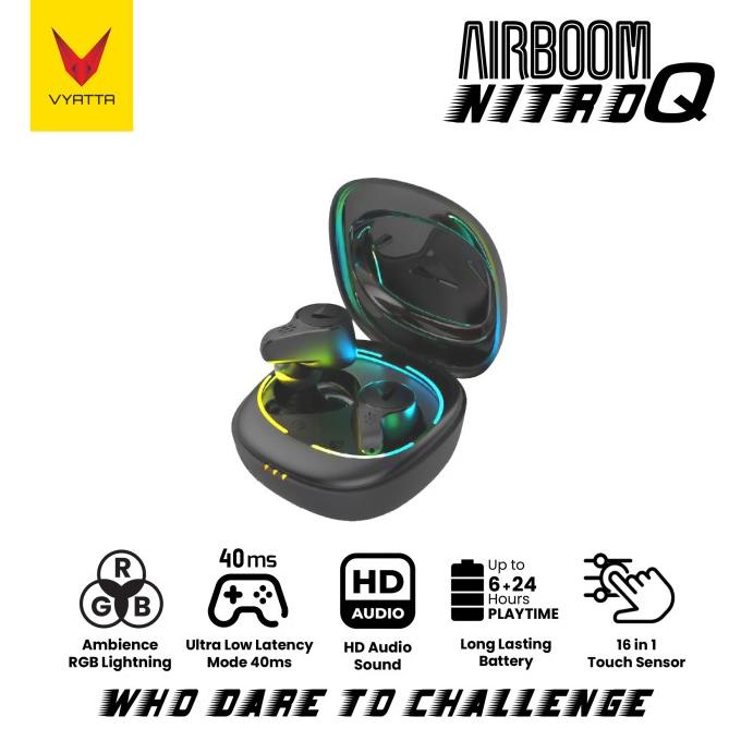 VYATTA Airboom Nitro Q TWS Bluetooth Headset - Gaming Mode 40ms, RGB