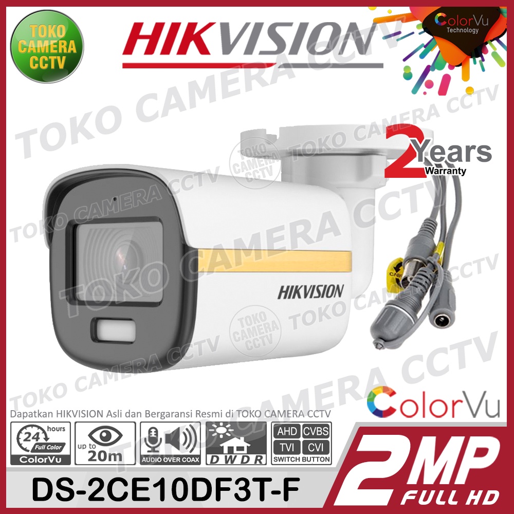 KAMERA CCTV OUTDOOR HIKVISION 2MP COLORVU DS-2CE10DF3T-F