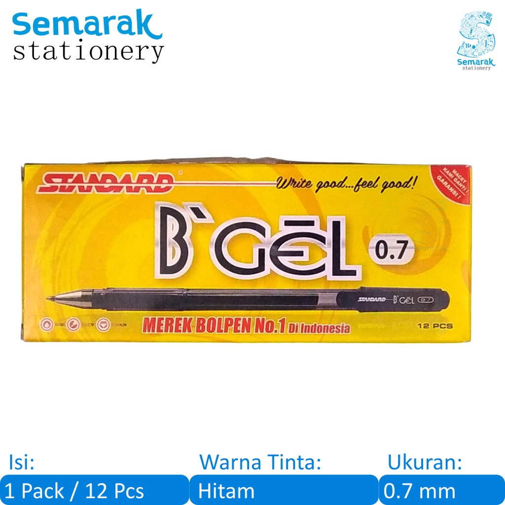 

Standard BGel Pulpen Jel H2O Gel 0.7 - Hitam [1 Pack / 12 Pcs]