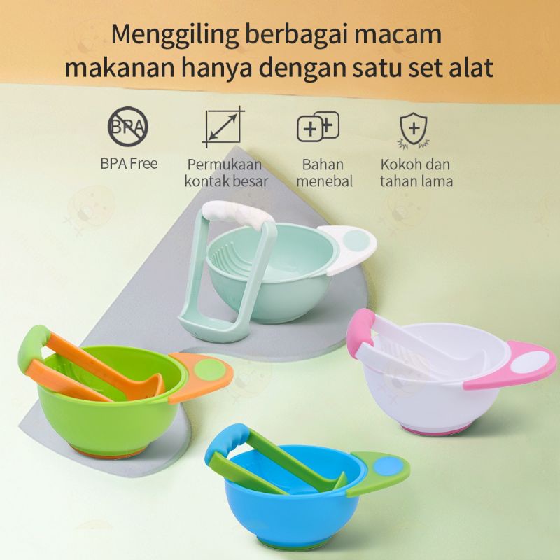 [rumahbayipdg] Masher bowl 2in1 grinding food maker alat Mpasi bayi mangkok bayi