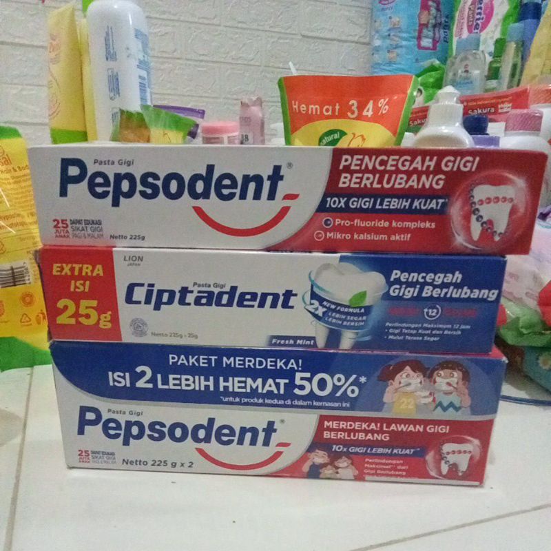 Pepsodent 225 gr, Pepsodent 2x225gr, Ciptadent 225+25gr expaired 2026