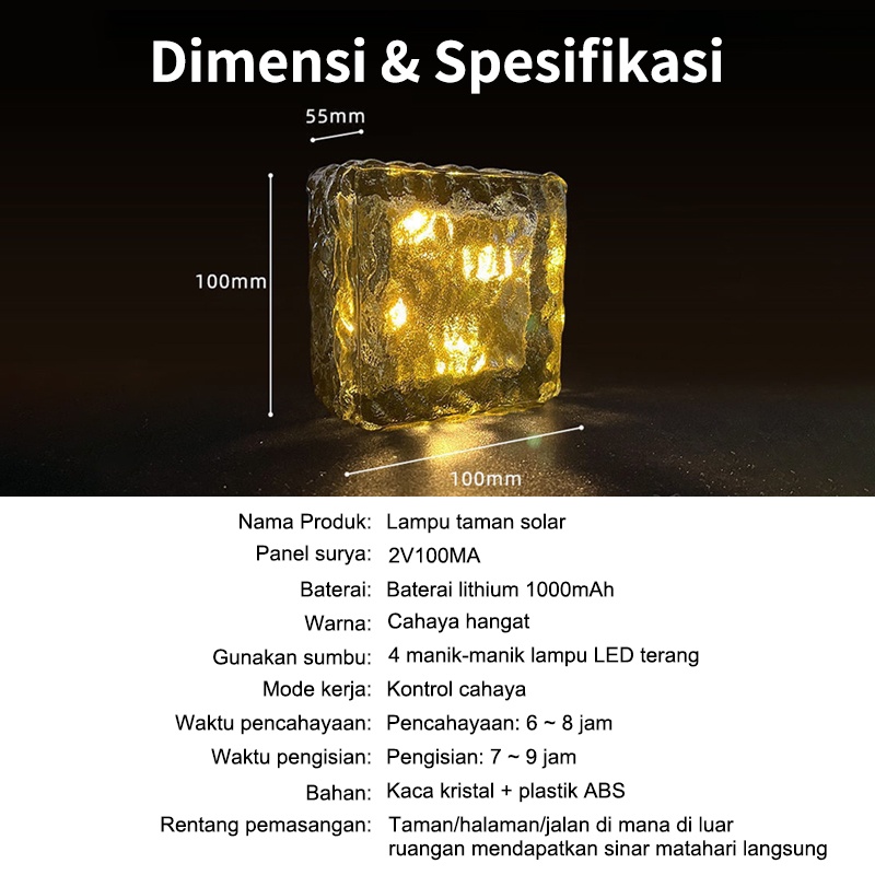 Solar Garden Lights Outdoor, Glass Brick Ice Cube Solar Powered Outdoor Lights Waterproof Landscape Lighting for Pathway Walkway Patio Yard &amp; Lawn