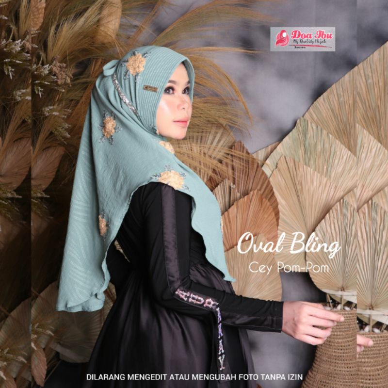 Jilbab doa ibu oval blink bahan cringkel
