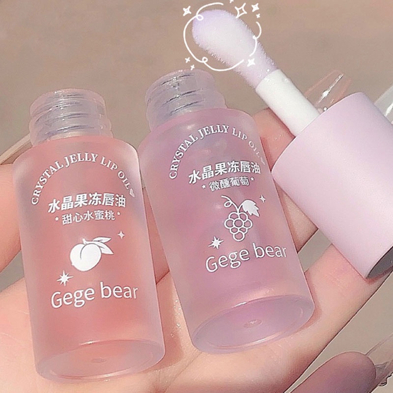 ஐ3Pcs Buah Crystal Jelly Bibir Minyak Hydrating Menepuk-nepuk Lip Gloss Berwarna Bening Lip Blam Lip